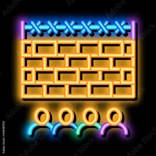 banned people behind fence neon light sign vector. Glowing bright icon banned people behind fence sign. transparent symbol illustration