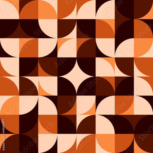 Vector and decor same quarters ornament. Brown rounded art shapes. Geometric cafeteria shapes.