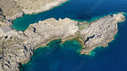 Aerial drone photo of famous beach of Halkos in island of Kythira, Ionian, Greece © aerial-drone