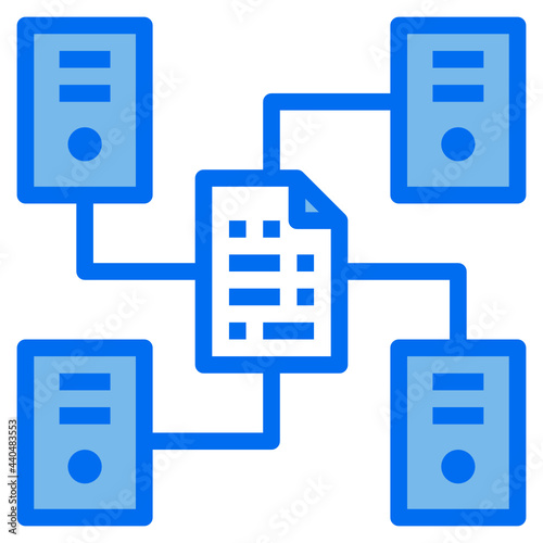 Data sharing blue line icon