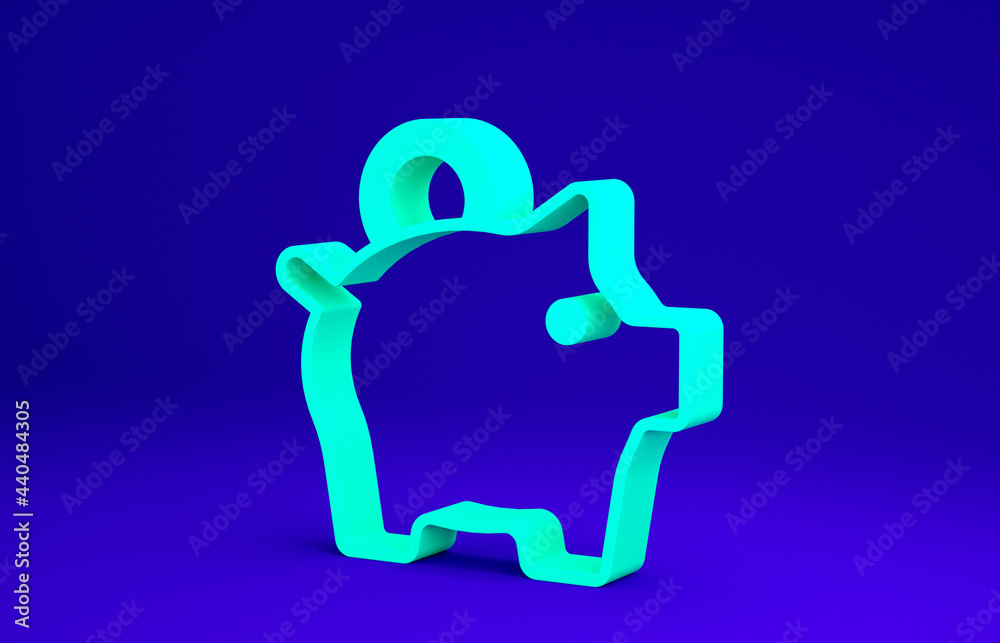 Green Piggy bank icon isolated on blue background. Icon saving or accumulation of money, investment. Minimalism concept. 3d illustration 3D render Green Piggy bank icon isolated on blue background. Icon saving or accumulation of money, investment. Minimalism concept. 3d illustration 3D render