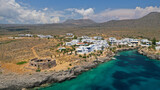 Aerial drone photo of famous seaside village and castle of Avlemonas, Kythira island, Ionian, Greece