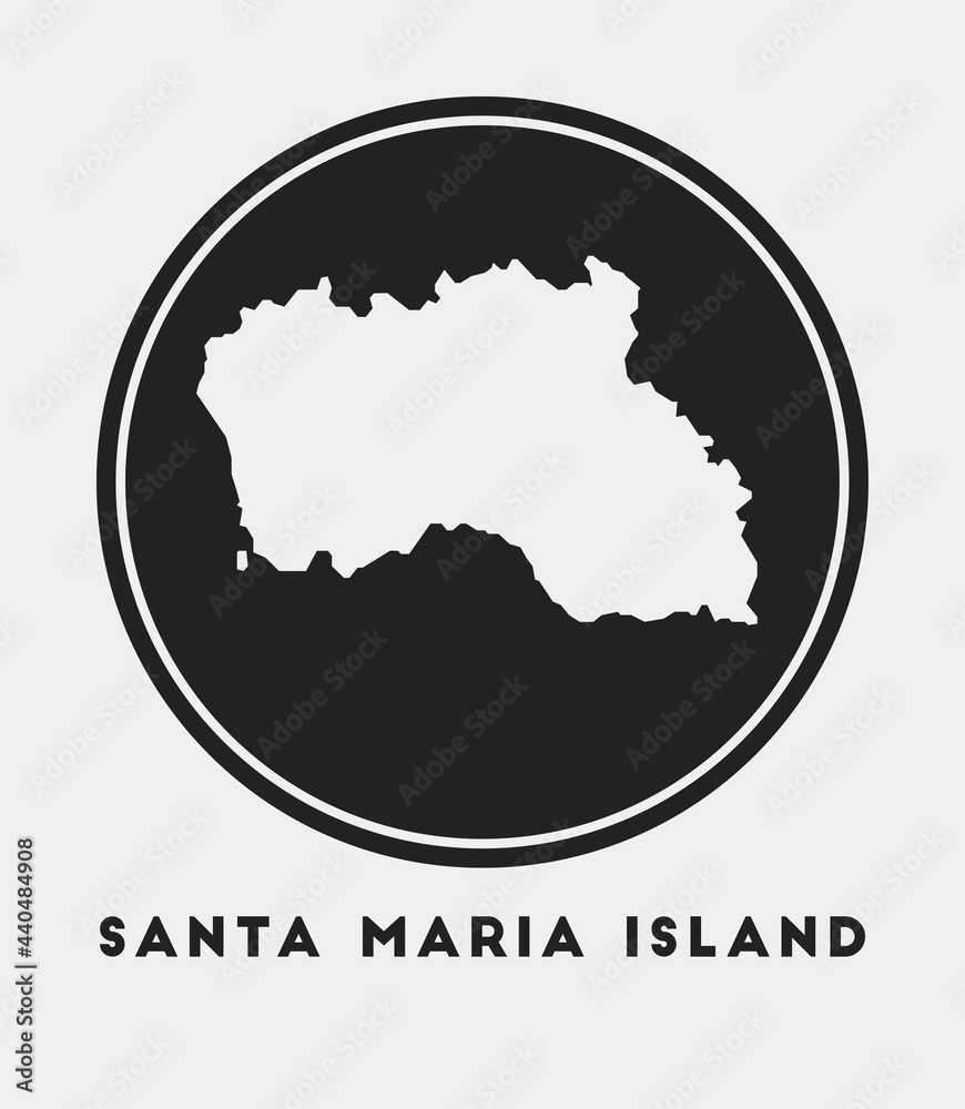 Santa Maria Island icon. Round logo with island map and title. Stylish Santa Maria Island badge with map. Vector illustration.