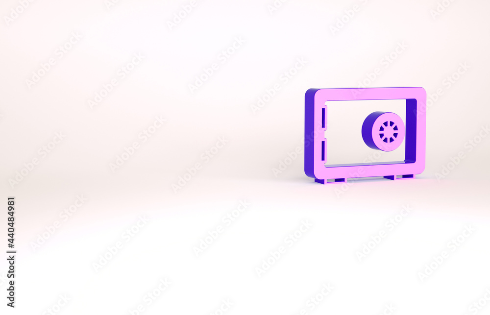 Purple Safe icon isolated on white background. The door safe a bank vault with a combination lock. Reliable Data Protection. Minimalism concept. 3d illustration 3D render Purple Safe icon isolated on white background. The door safe a bank vault with a combination lock. Reliable Data Protection. Minimalism concept. 3d illustration 3D render
