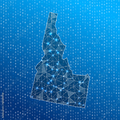 Network map of Idaho. US state digital connections map. Technology, internet, network, telecommunication concept. Vector illustration.