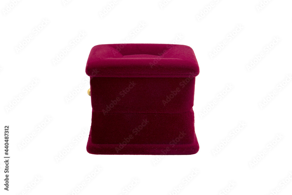 Red velvet box for jewelry isolated on white background Red velvet box for jewelry isolated on white background