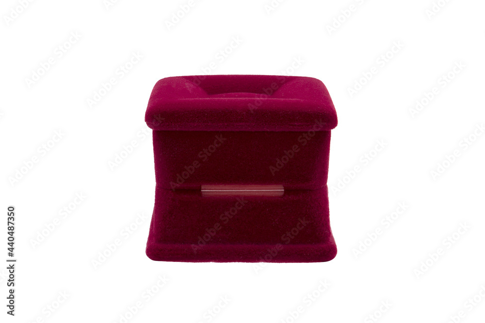 Red velvet box for jewelry isolated on white background Red velvet box for jewelry isolated on white background