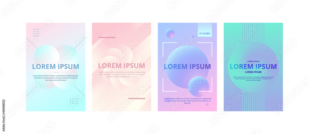 Set of abstract gradient posters with editable text