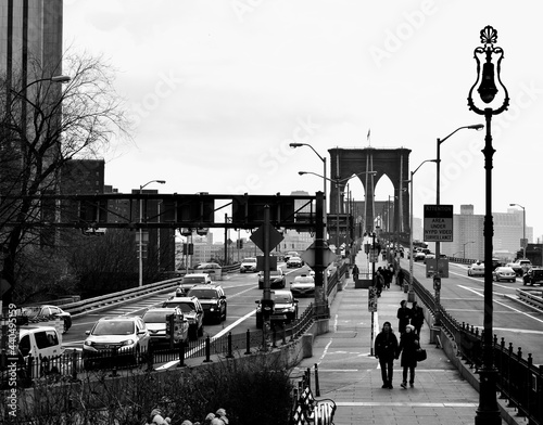 Walking to Brooklyn Bridge in New York, United States of America photo