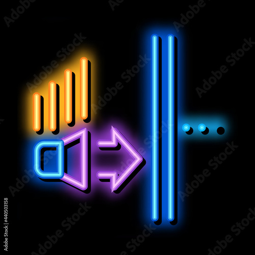 sound speaker operation neon light sign vector. Glowing bright icon sound speaker operation sign. transparent symbol illustration