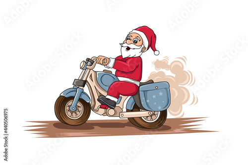 santa clause with her bic motor illustration