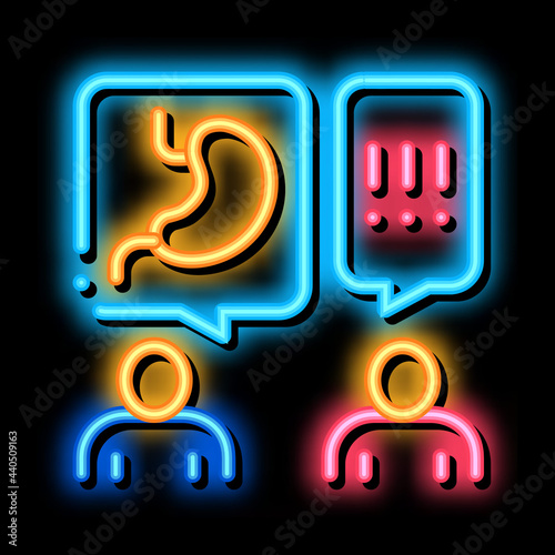 reception at gastroenterologist doctor consultation neon light sign vector. Glowing bright icon reception at gastroenterologist doctor consultation sign. transparent symbol illustration