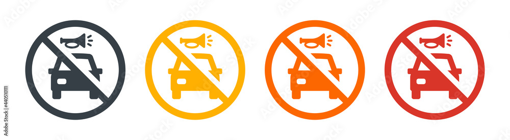 No horn sign. No honk and no klaxon noise for car icon vector illustration. No horn sign. No honk and no klaxon noise for car icon vector illustration.