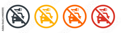 No horn sign. No honk and no klaxon noise for car icon vector illustration. photo