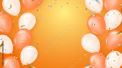 紙吹雪と風船の背景　ベクター素材