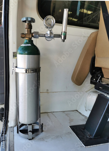 Oxygen tanks installed in emergency vehicles photo