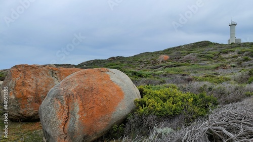 Rocks and lighthouse near Cable Beach, Albany, Western Australia
