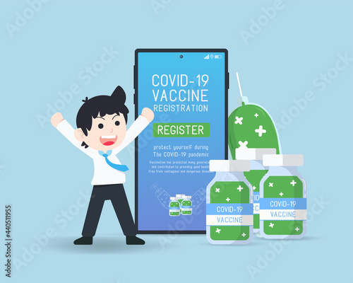 Business Man Invites Other About Coronavirus Vaccine Registration