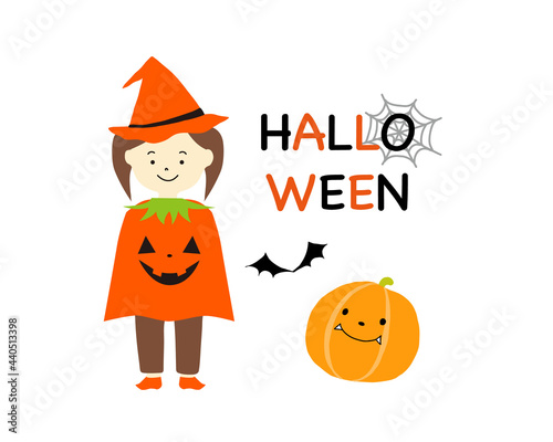 ハロウィンのイメージデザインイラスト（女の子）