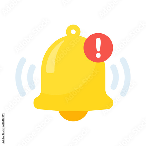 notification. Vector The golden bell vibrating loudly alerted the event. schedule appointment time
