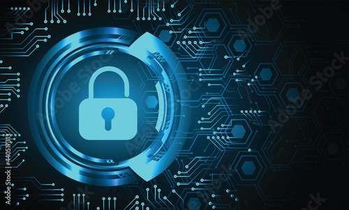 Closed Padlock on digital background, cyber security