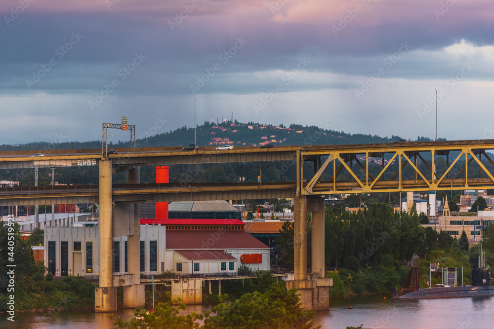 bridge over the river at night