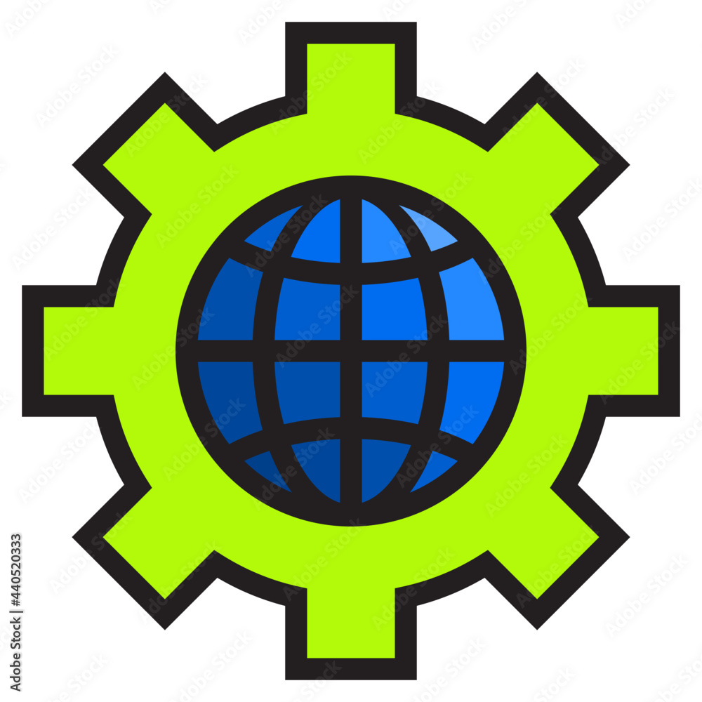 Global gear color line style icon