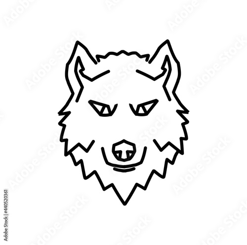 wolf face logo, hand drawn vector 