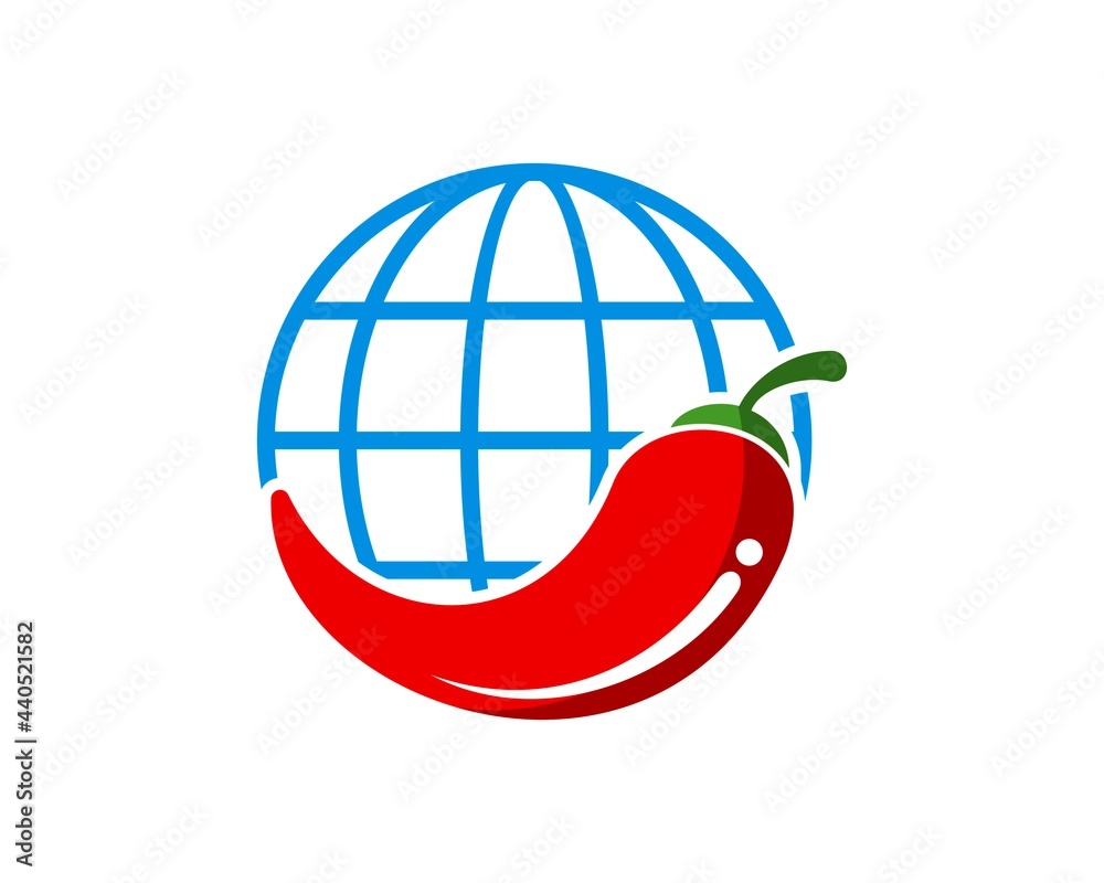 Abstract globe with red chili inside Abstract globe with red chili inside