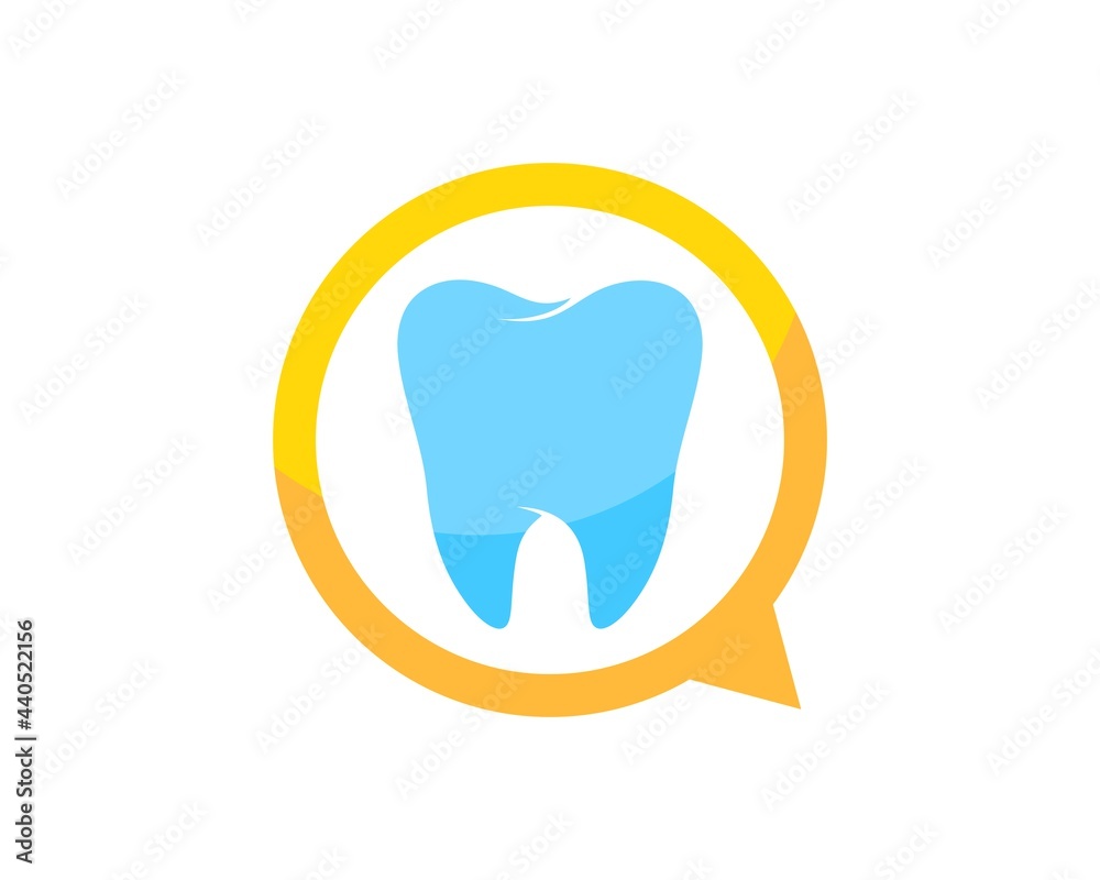 Simple bubble chat with healthy tooth inside Simple bubble chat with healthy tooth inside