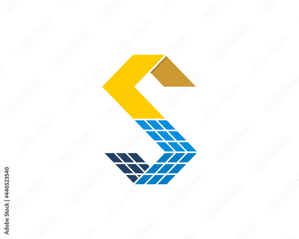 S Letter with sun solar panel logo S Letter with sun solar panel logo