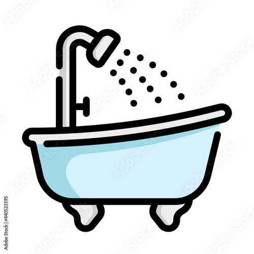 bathtub line color icon