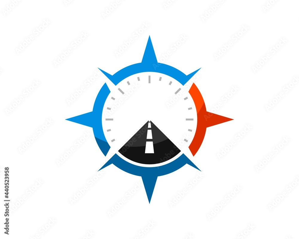 Modern compass with straight road inside Modern compass with straight road inside