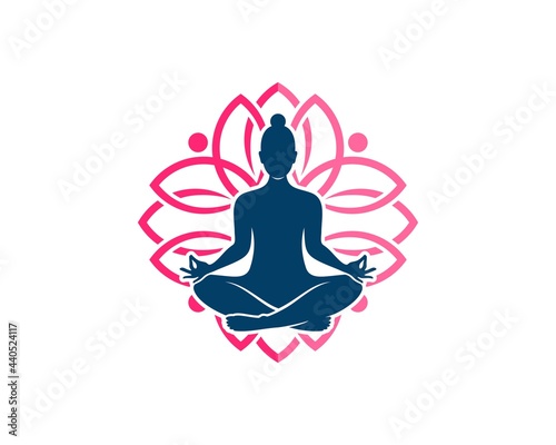 Abstract lotus flower with women yoga inside