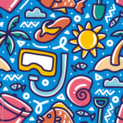 doodle set of sea holiday hand drawing