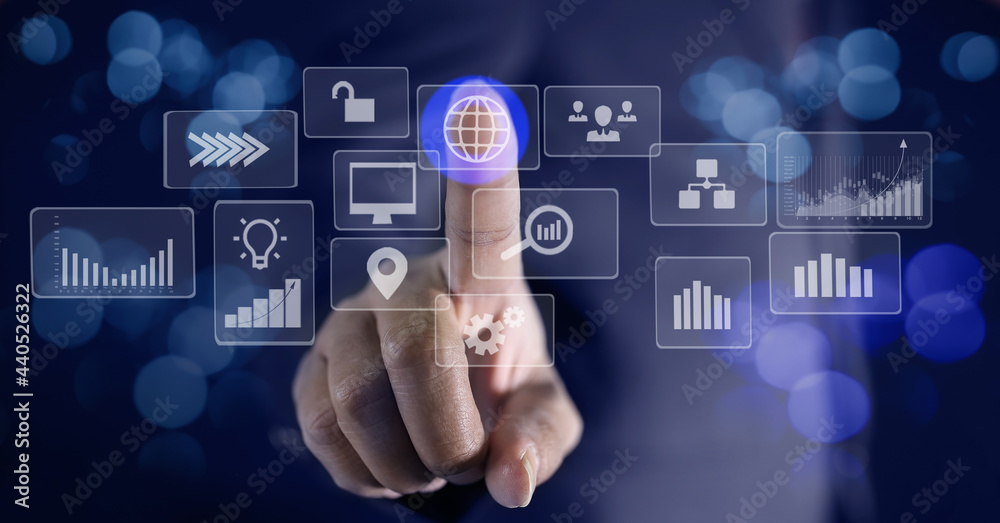 Double exposure of businessman with digital tablet and marketing virtual chart, Abstract icon, Business stock strategy concept. Double exposure of businessman with digital tablet and marketing virtual chart, Abstract icon, Business stock strategy concept.