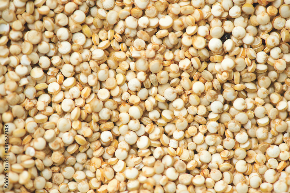 Quinoa White grains background, flat lay backdrop. Gluten free Healthy food. Diet, dieting concept. Seeds of white quinoa - Chenopodium quinoa. Flatlay, top view. Quinoa White grains background, flat lay backdrop. Gluten free Healthy food. Diet, dieting concept. Seeds of white quinoa - Chenopodium quinoa. Flatlay, top view.