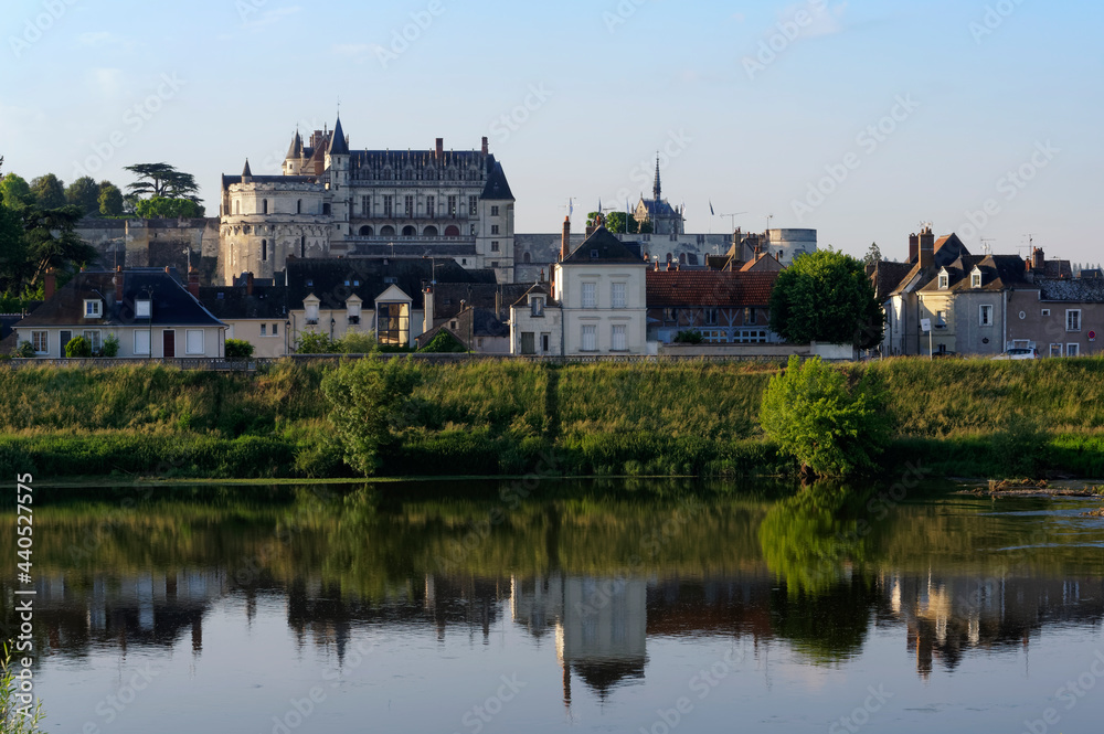 Loire river bank in Amboise city