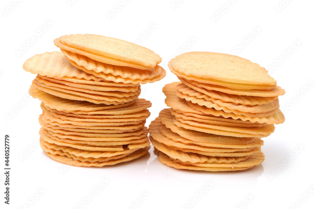 Potato Chips pyramid isolated on white background Potato Chips pyramid isolated on white background