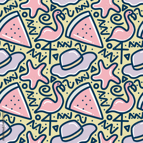 doodle set of summer holiday hand drawing