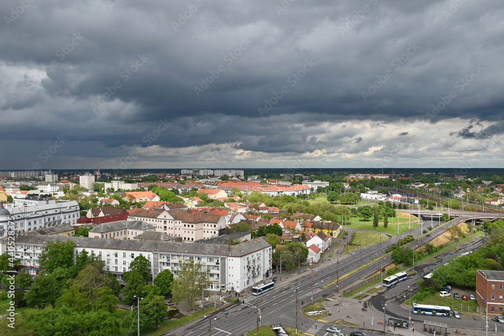 Dark clouds over Debrecen city, Hungary