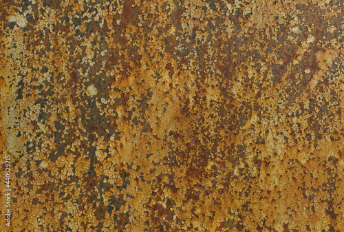 vintage, ancient and rusty metal wall background, close-up facade