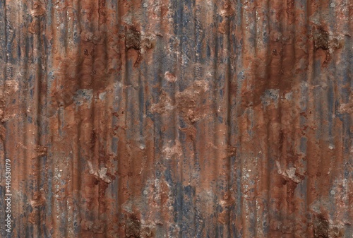 Damaged Metal Sheet background, close-up facade