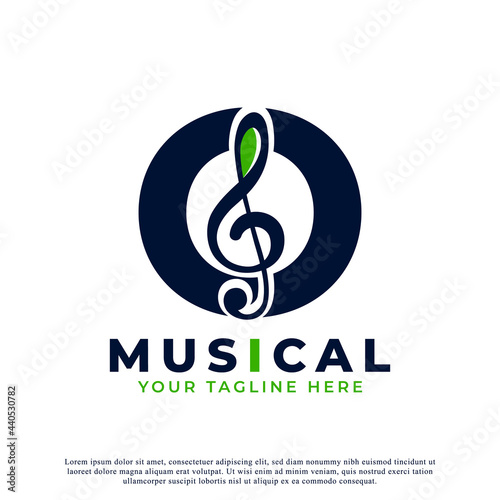 Letter O with Music Key Note Logo Design Element. Usable for Business, Musical, Entertainment, Record and Orchestra Logos