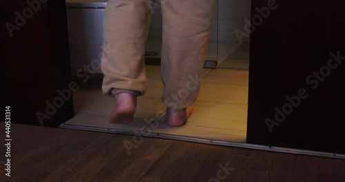 A woman goes to the toilet and sits on the toilet.The process of defecation. Toilet at home. Healthy bowel movements in the morning.