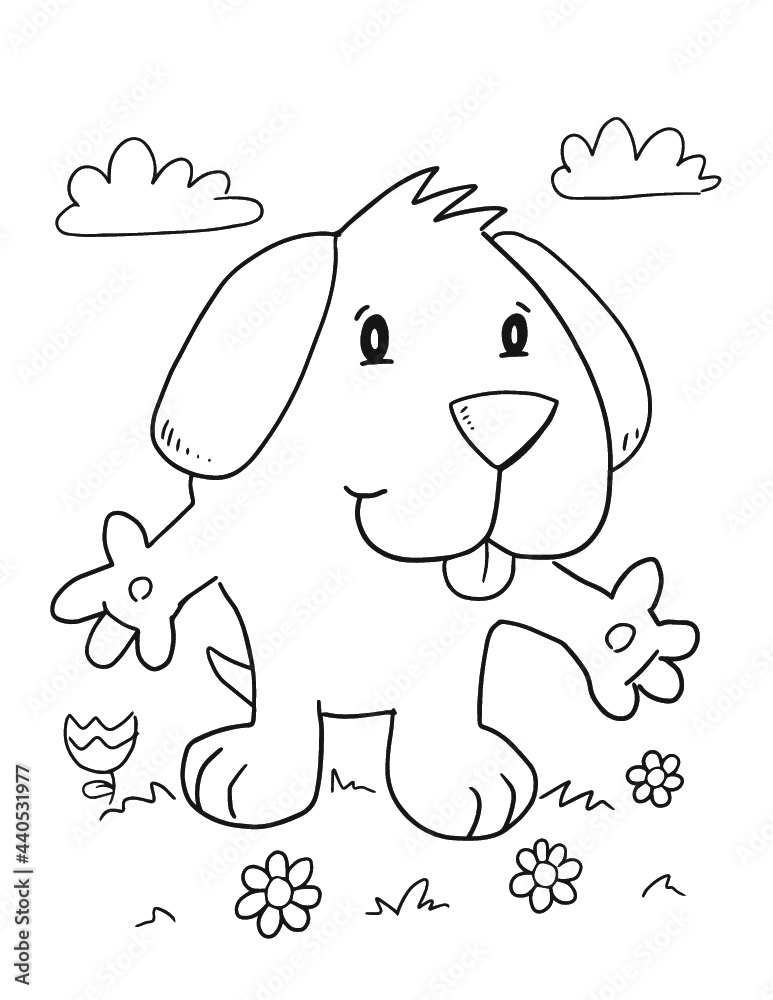 Cute Puppy Dog Coloring Page Vector Illustration Art Stock Vector