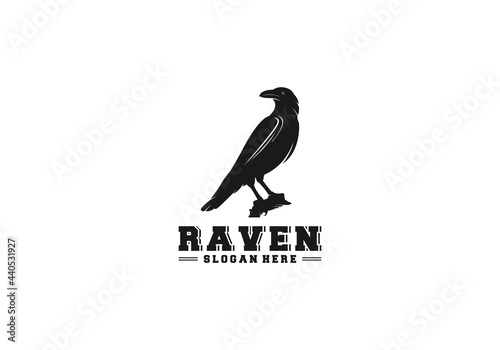 logo black raven in white background