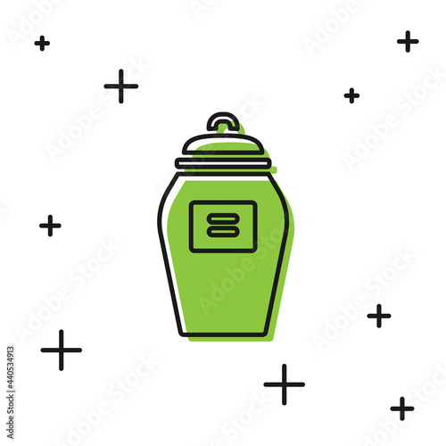 Black Funeral urn icon isolated on white background. Cremation and burial containers, columbarium vases, jars and pots with ashes. Vector