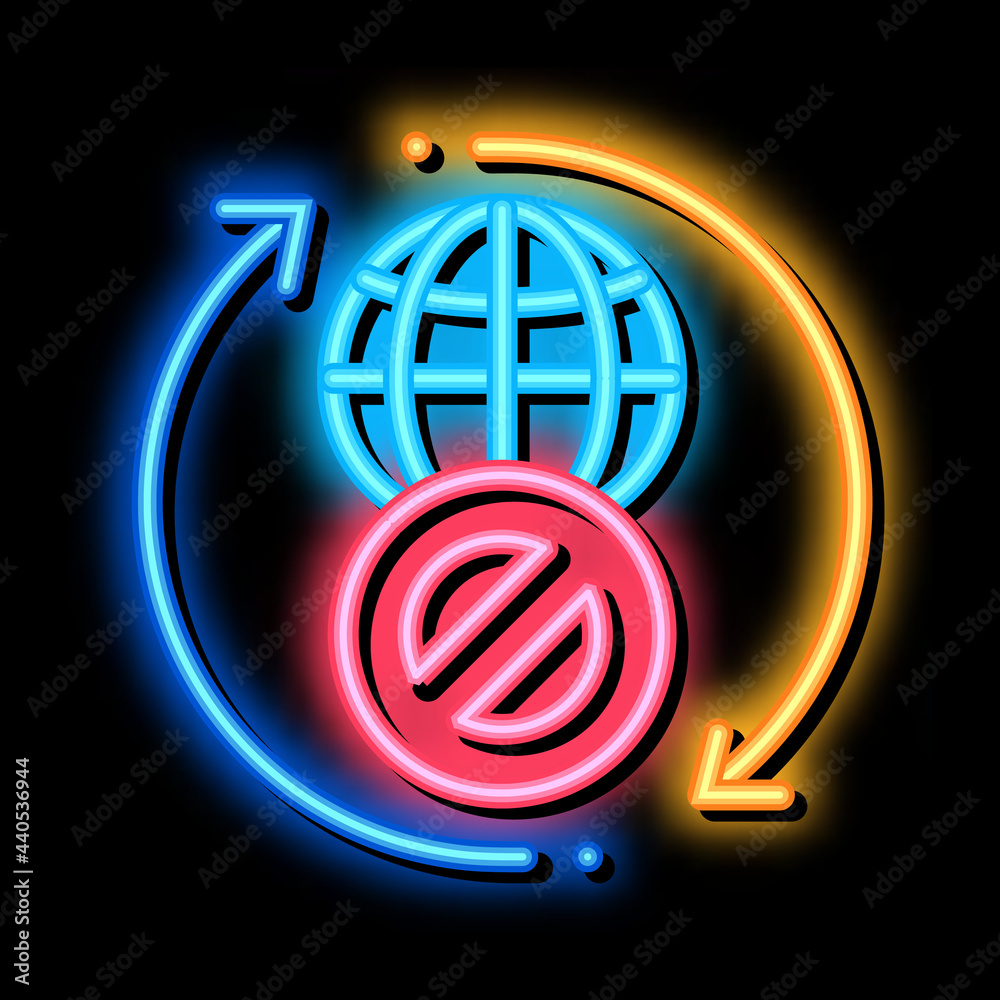 worldwide ban neon light sign vector. Glowing bright icon worldwide ban sign. transparent symbol illustration worldwide ban neon light sign vector. Glowing bright icon worldwide ban sign. transparent symbol illustration