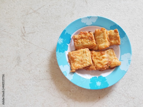 Tempeh or Tempe in Plate. Tempe is Traditional Food From Indonesia.